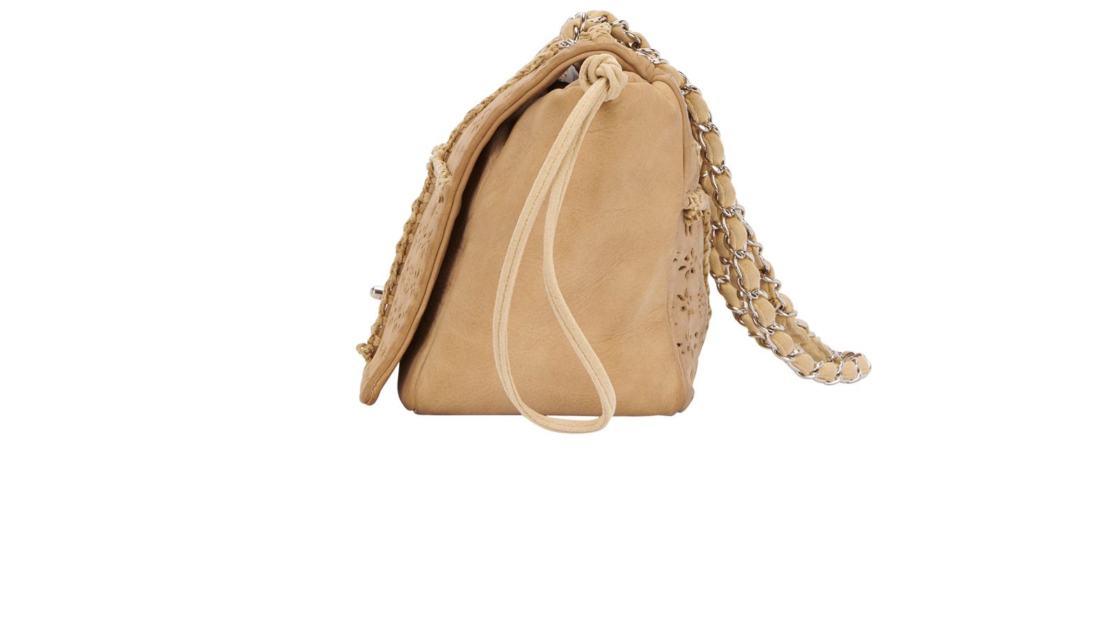 CC Logo Drawstring Flap Bag, &pound;1,030, Handbags, Brown, Suede, Bottom view